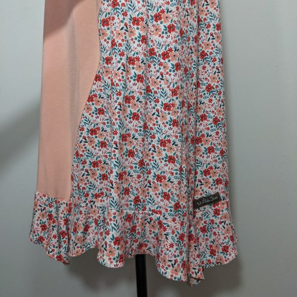 Matilda Jane Womens Tunic Top S Sing It Out Swing V-neck Peach Pink Floral - Picture 5 of 10